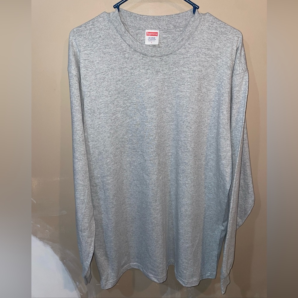 Supreme Gray Blank 2016/17 Long Sleeve Shirt Men’s Size Large *New*